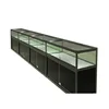 Black 4 Units Interlinked Glass Display Jewelry Shop Counters With Big Storage Cabinet