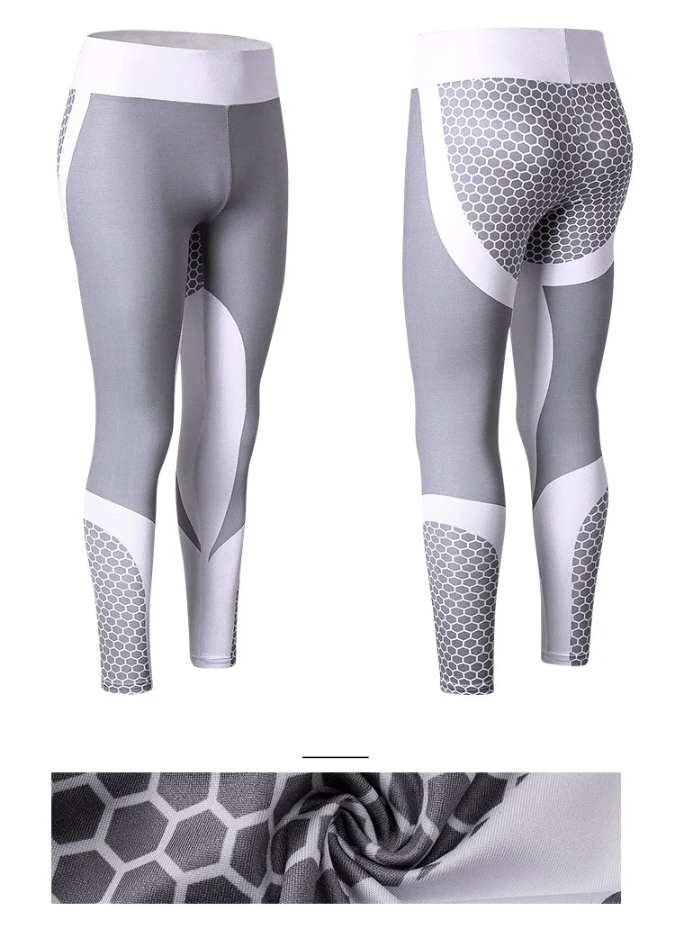 Mesh Pattern Print Leggings Fitness Leggings For Women Sporting Workout Leggins Elastic Slim