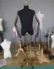 male bust dress form with wooden arms & multiple stands