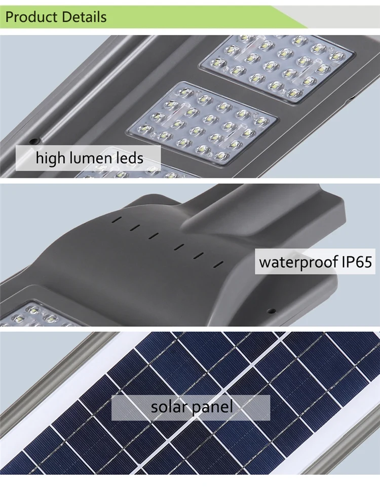 Automatic 60 100 120 watt CE ROHS ABS waterproof ip65 outdoor led solar road light with motion sensor