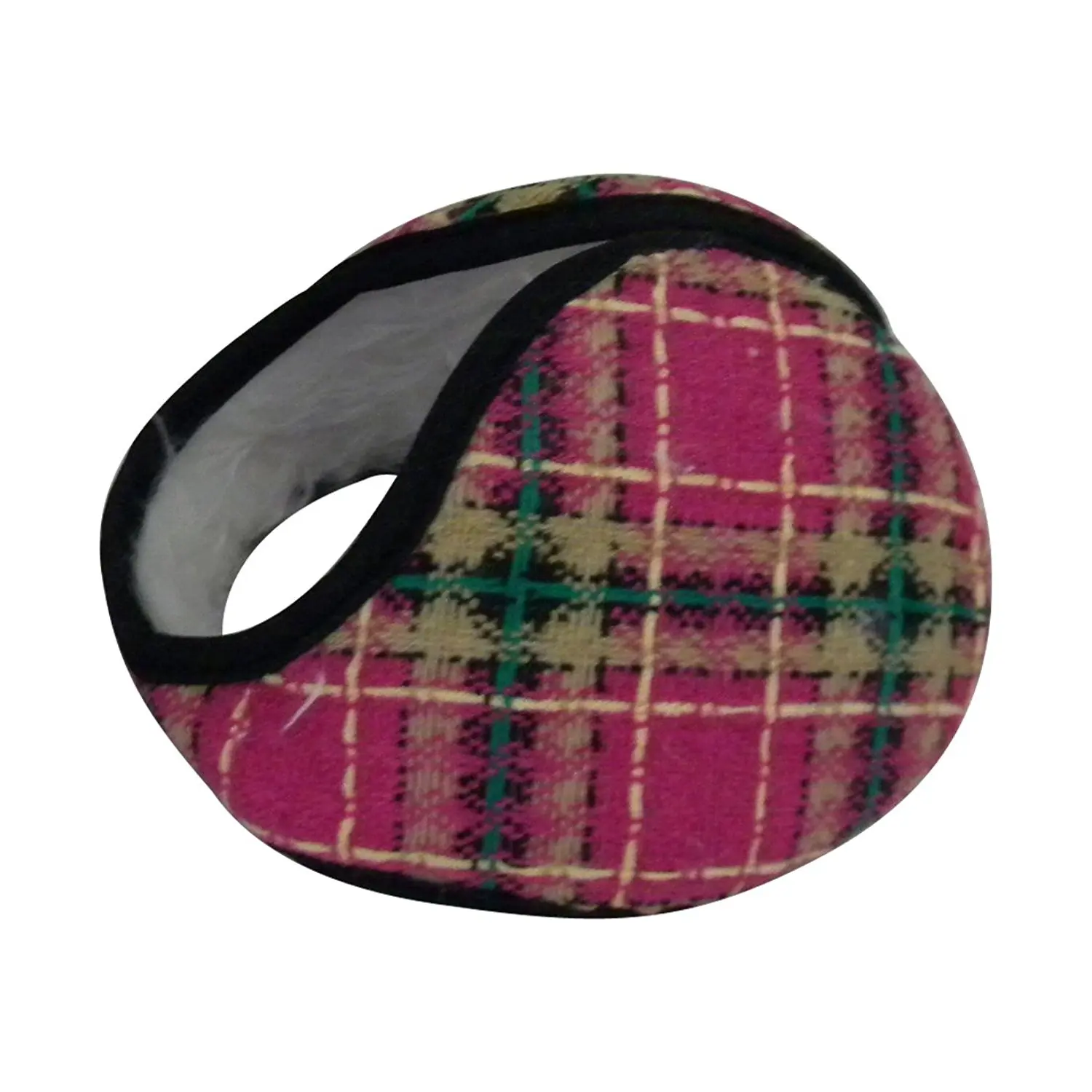 Woven Plaid Earmuffs with Fleece Inside
