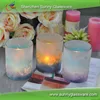 Unique design customized glass candle holders feather painted candle glass