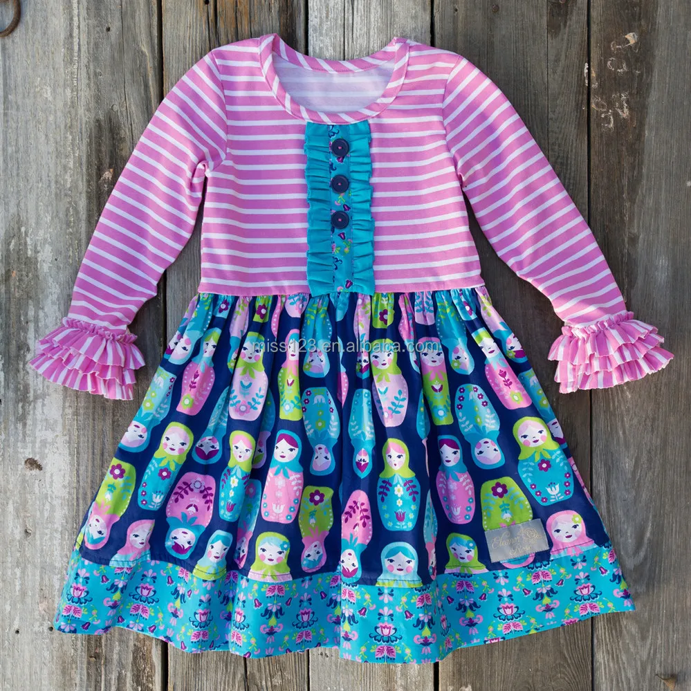 Wholesale Boutique Kids Girl Dresses Cotton Ruffle Dress For Children