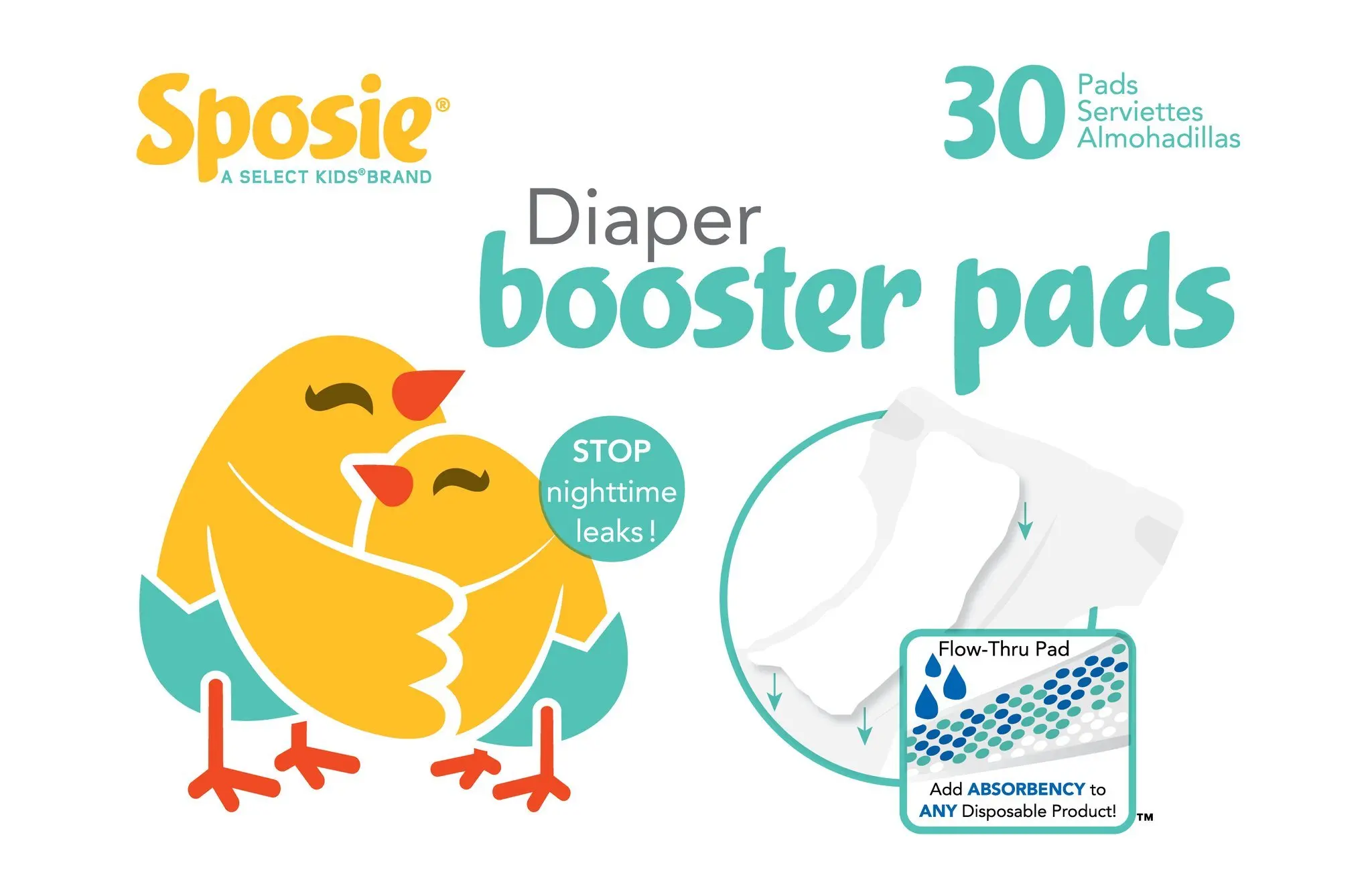 Sposie Booster Pads Diaper Doublers 30 Pads