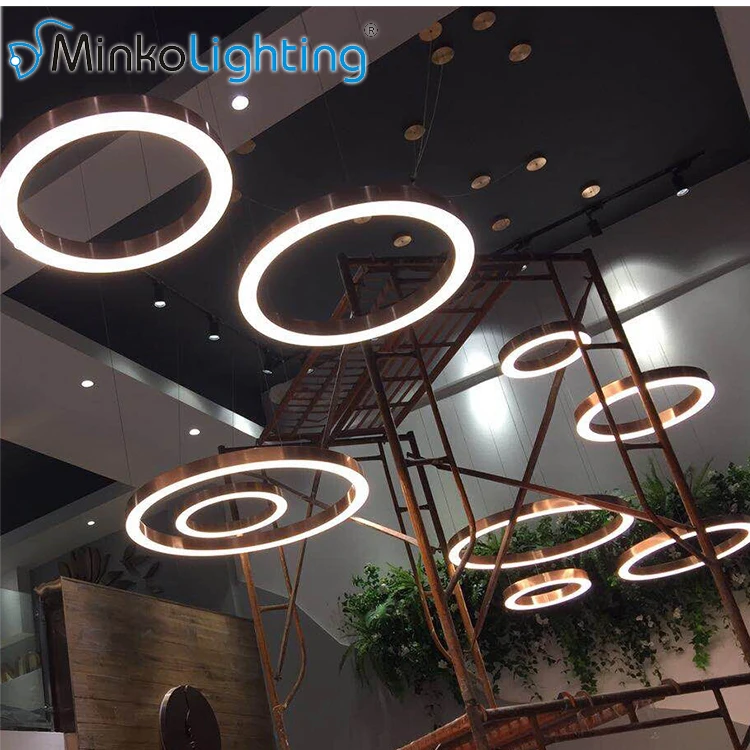 Rose Gold circular pendant cosmic led ring pendant ceiling light