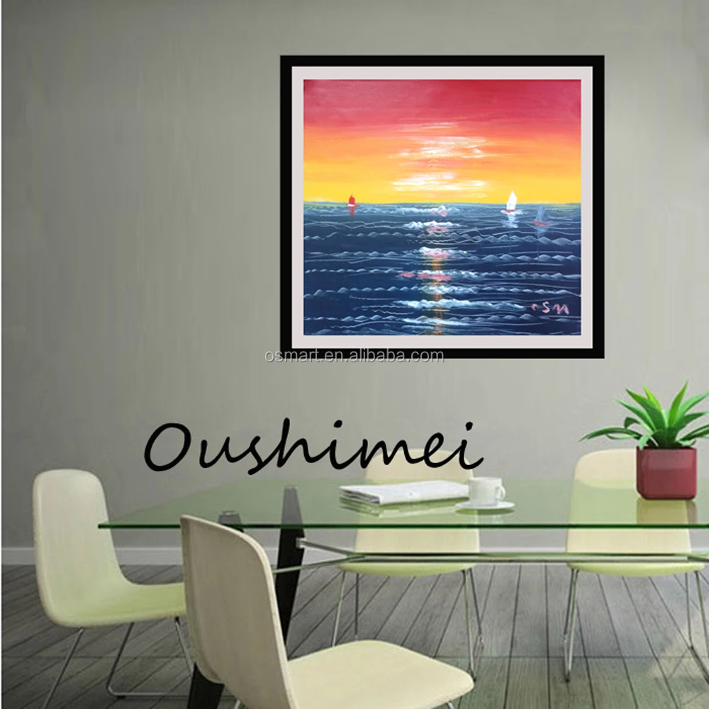 Warmly color design handmade abstract sea oil painting on canvas ...