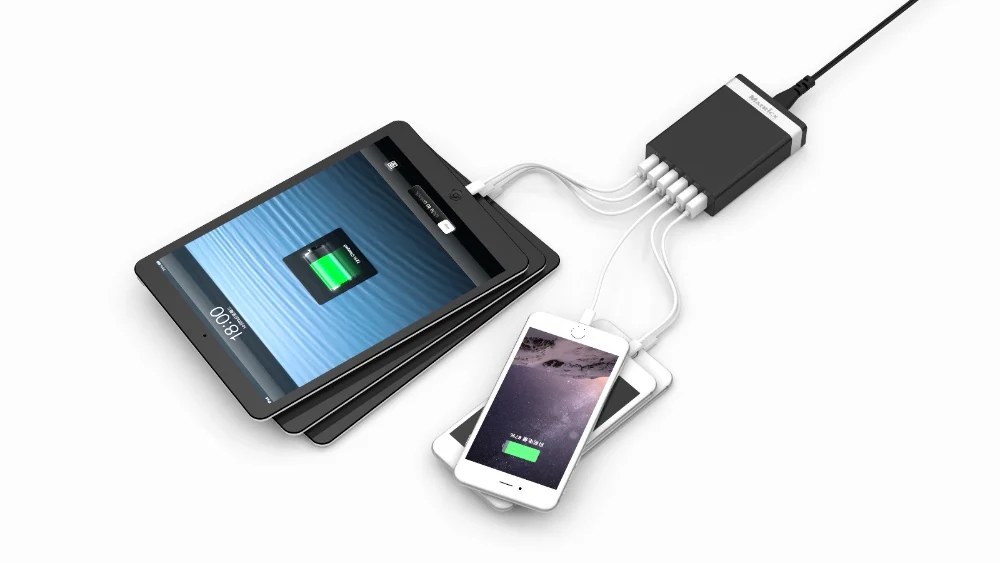 60w multi-port usb charger 6 ports intelligent desktop charging