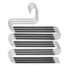 Non-Slip Pants Hangers S-Shape 5 Layers Stainless Steel with Black Silicone Coating Multi Clothes Cascading Hangers