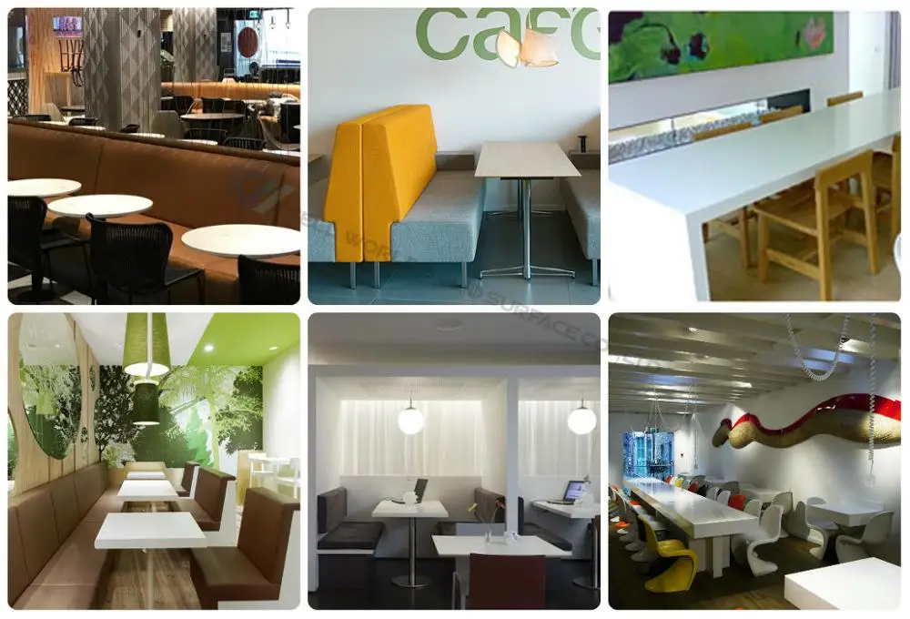 Fast food  chinese acrylic solid surface restaurant dinning table and chairs