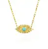 Fashion Jewelry Art Deco Eye Inspired Citrine Necklace Turkish Style Women Men 18k Necklace