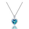 Love Heart of the ocean white gold plated silver color cubic zirconia blue crystal necklace diamond pendant