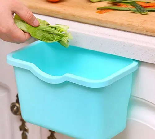 E-Bro 3PCS Creative Multifuctional Plastic Kitchen Desktop Hanging Food Waste Garbage Bin Rubbish Organizer Trash Junk Box Bedroom Storage Boxes Holder