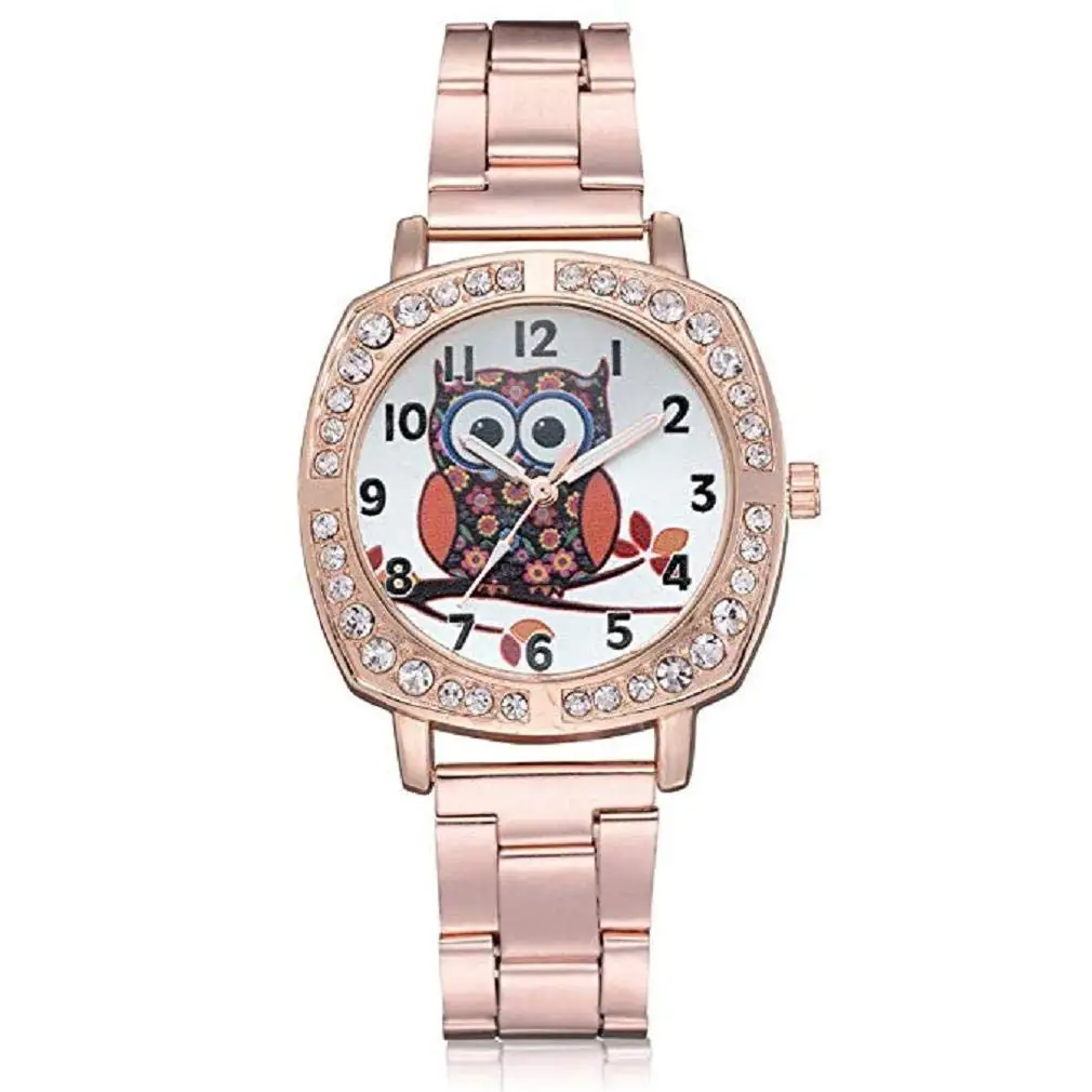 Womens Quartz Watches, Windoson Fashion Ladies Dress Watches Fanmis Luxury Rhinestone Bracelet Quartz Stainless Steel Alloy Watch, Elegant Lady Watches Female Watches for Womens (Rose Gold)