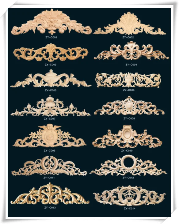 Carved wood crown molding skirting and architrave for wall and ceiling decoration