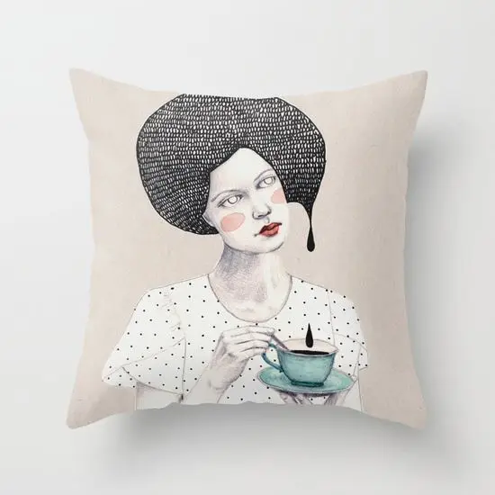 Qetesh New Style Yoga Fiber Bamboo Pillow Covers Office Cushion