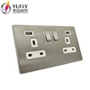 screwless polished chrome 2 gang 13A 2 USB port wall power plug socket