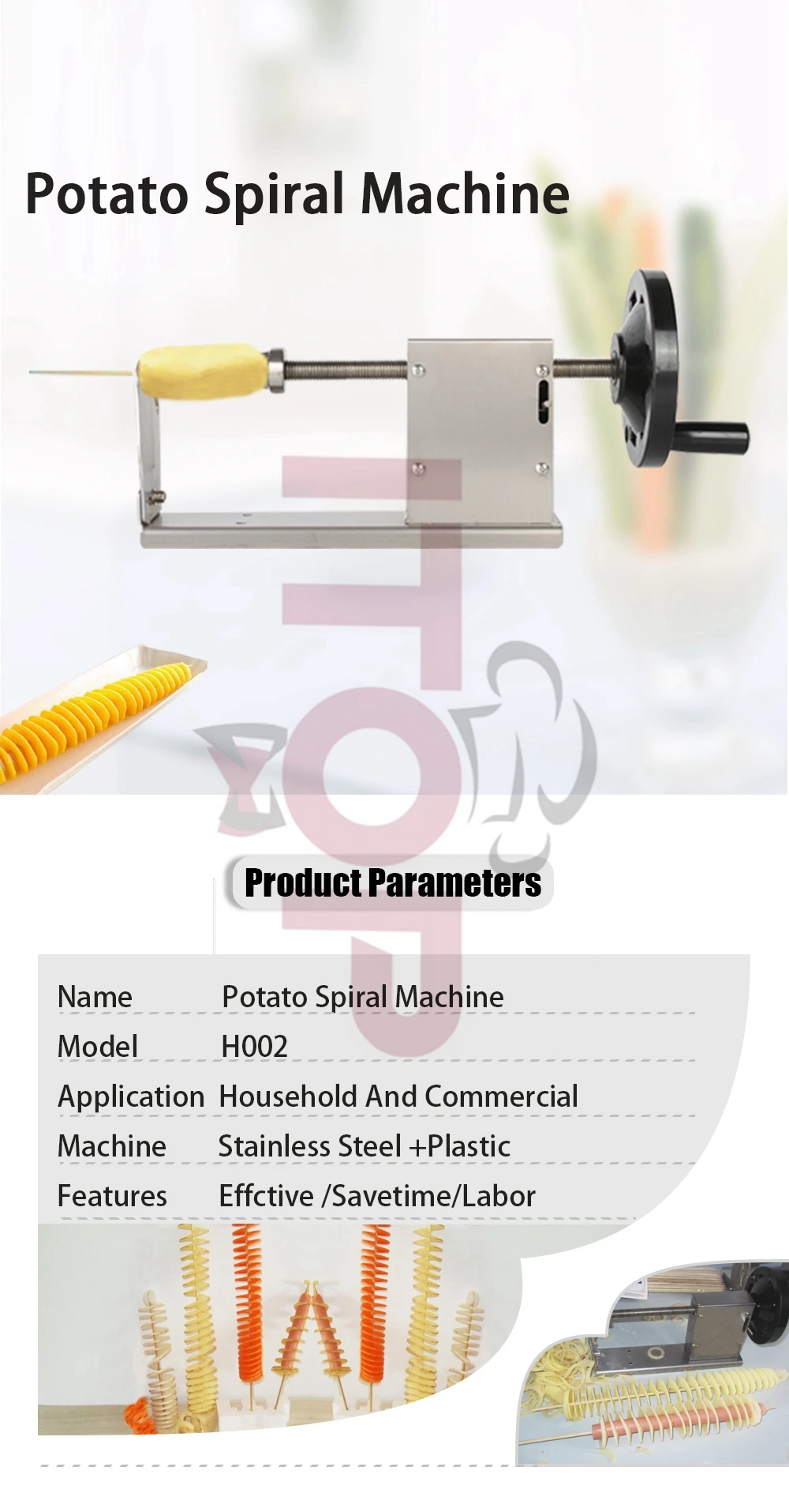 Stainless Steel Commercial Potato Chips Cutter Manual Twisted Potato