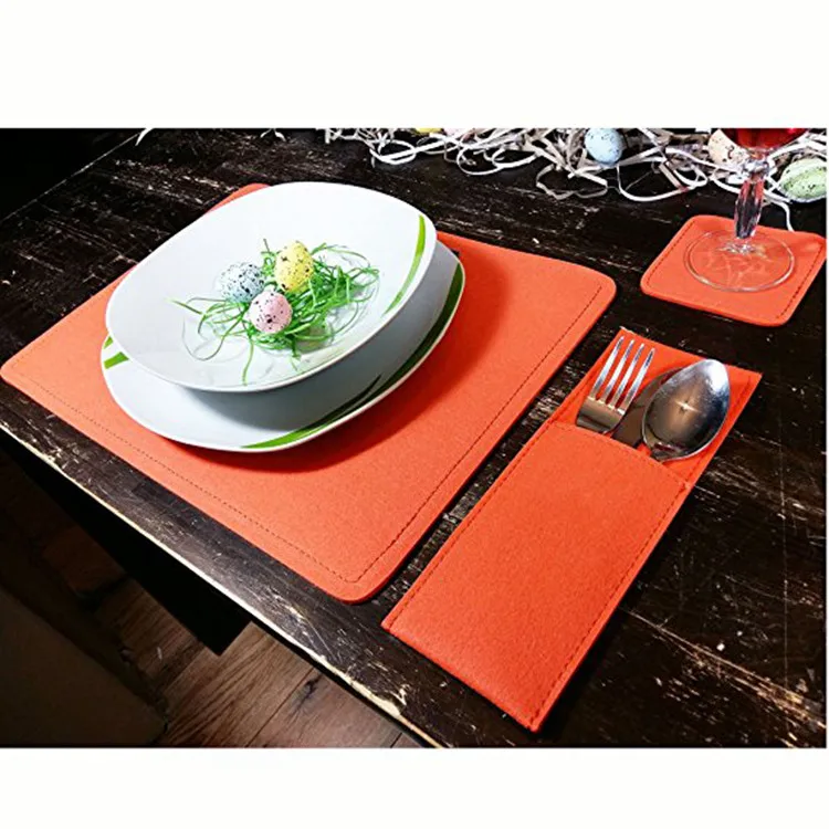 Amazon Hot Sale Felt Dining Table Plate Mat Set With Pockets - Buy Felt