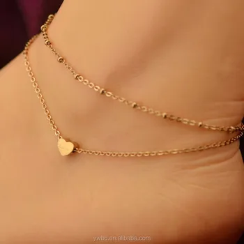 gold heart ankle bracelet