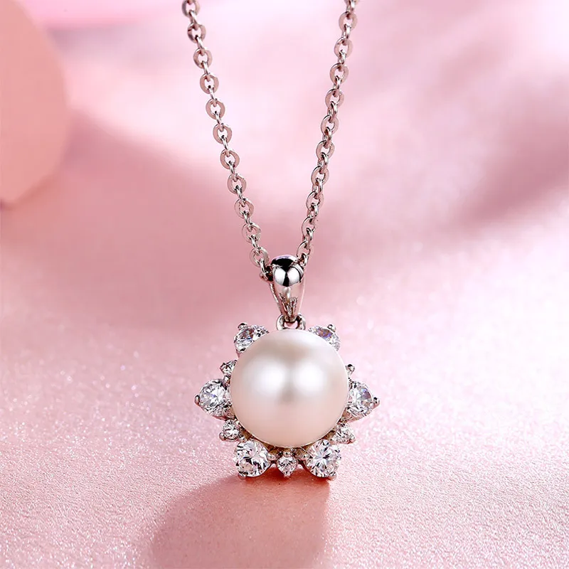 Joacii Jewelry Necklace Pendant Big Freshwater Pearl Pendant with AAA CZ Stones