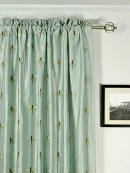 Embroidered Dragonflies Dupioni Silk Curtains Buy Embroidered