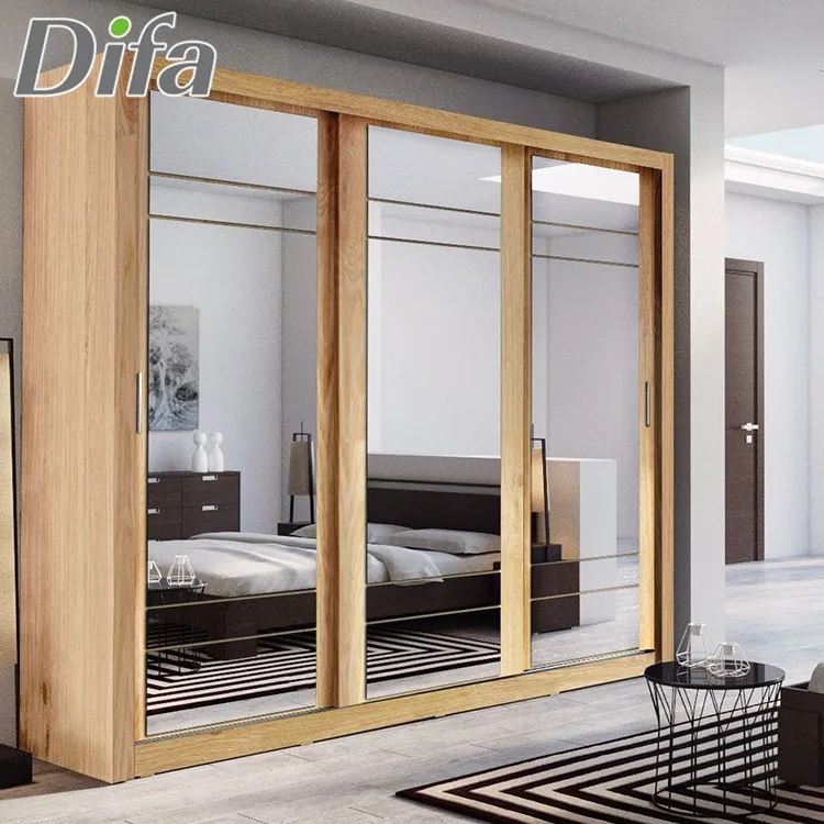 Custom Modern Wardrobe 3 Sliding Mirrored Doors Wardrobe Closet