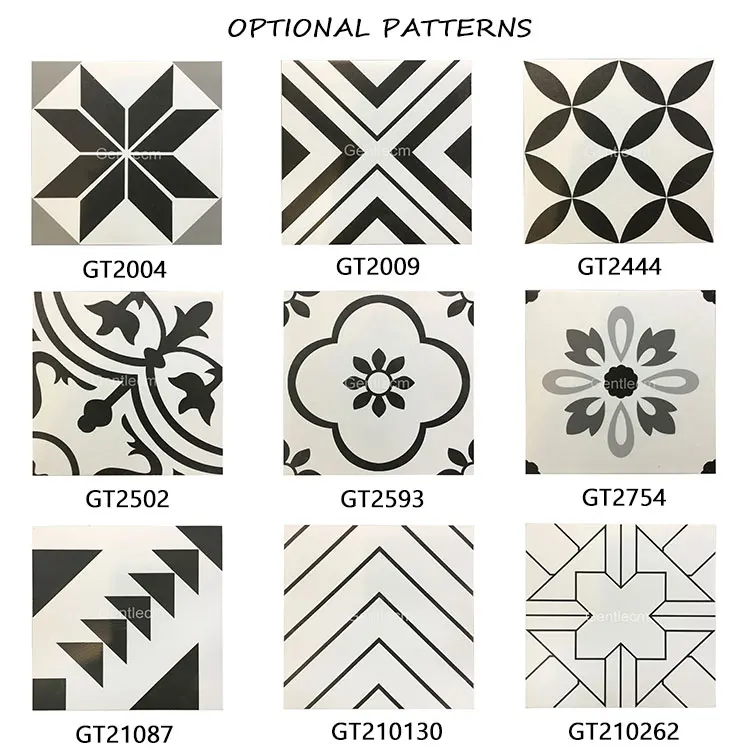 Inside Floor Tile 200mmx200mm Black Mix White Flower Pattern Corridor