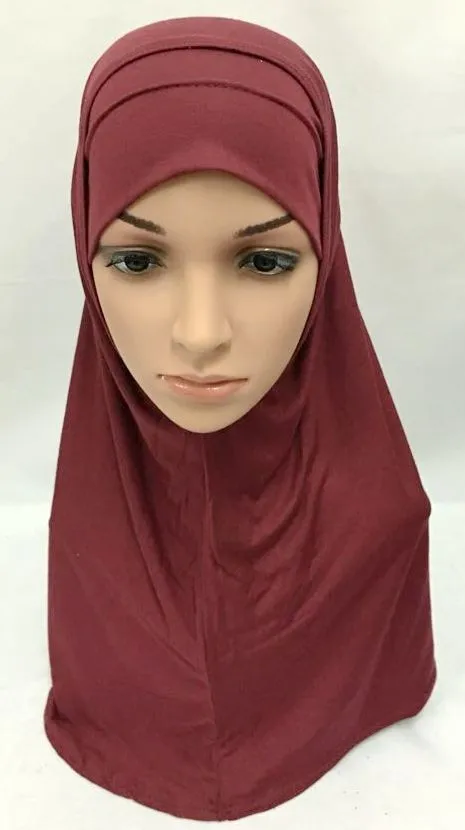 Jersey Cotton Plain Two Peices Muslim Hijab Islamic Scarf Xm157 - Buy ...