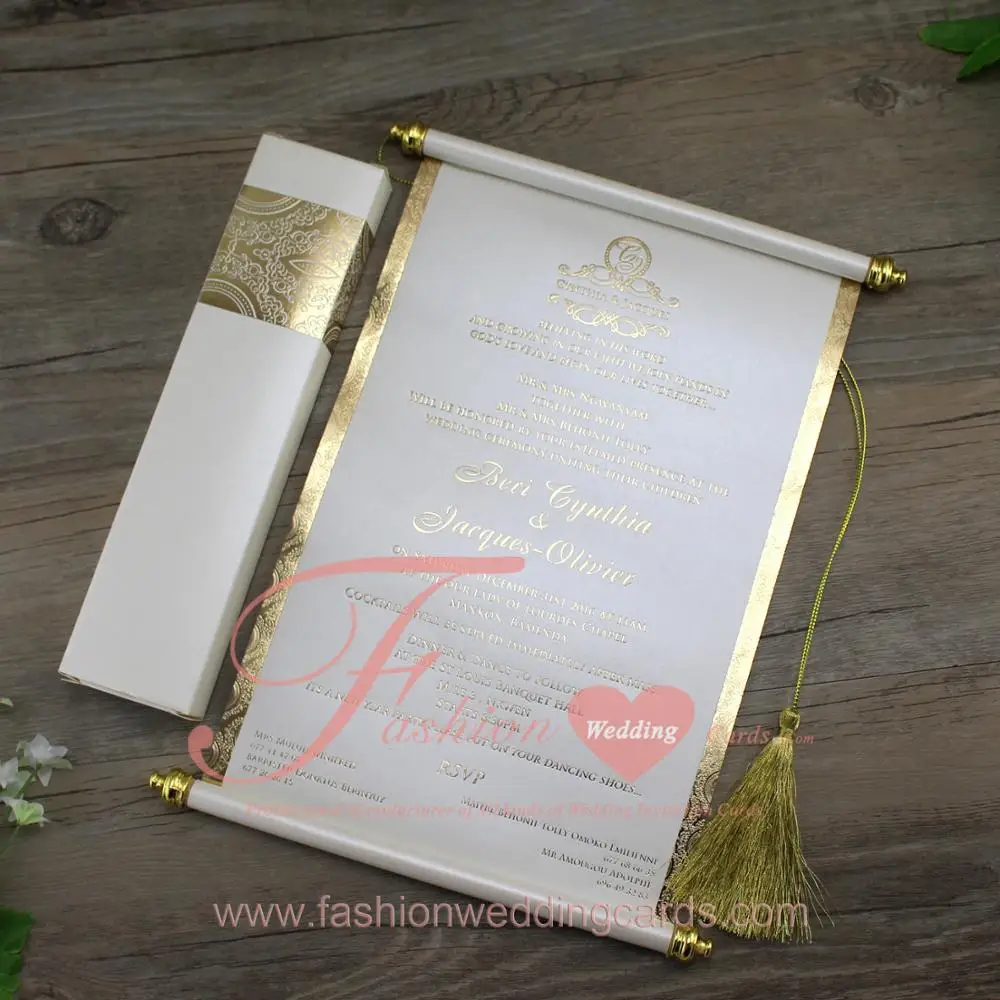 Customized Chinese Luxury Paper Scroll Wedding Invitations Cards On Alibaba