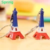 NEW france flag design Eiffel Tower keychain /La tour Eiffel craft 3 colours in 1 key chain