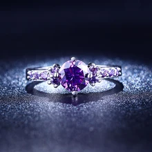 Hot sell Amethyst white gold plated weddings rings for women inlay AAA cubic zirconia diamond luxury