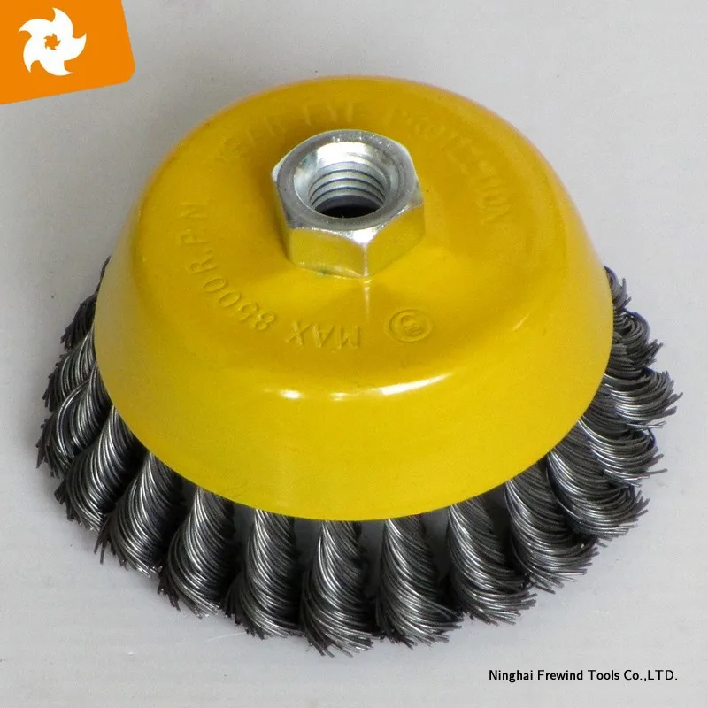 8500 Rpm Twisted Steel Wire Brush Multicolor Nylon Wire Crimped Knot