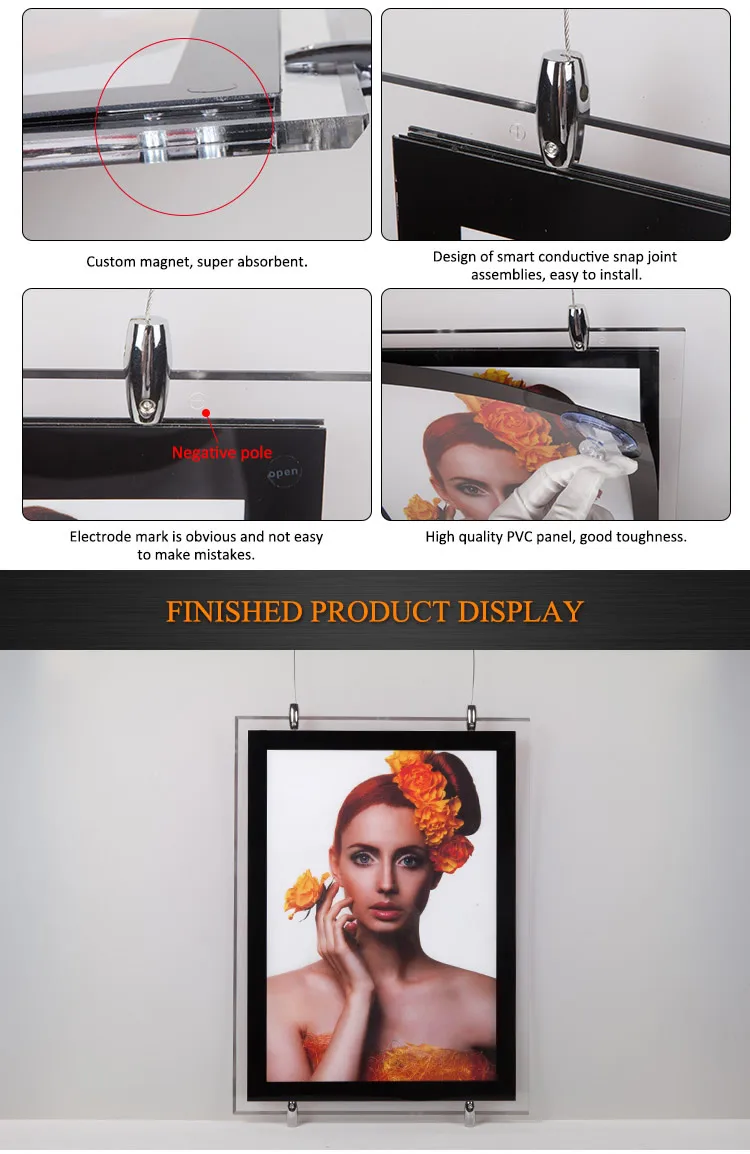 slim LED window displays acrylic photo frame light box A4 A3 A2 A1 hanging crystal light box