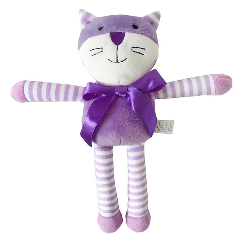 Baby Soft Rattle Toy Newborn Plush Animal Toys Stroller Pram Bed Hanging Toy Dolls (Purple Cat)