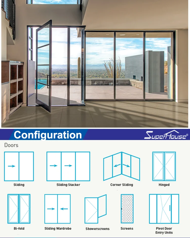 Australian standard AS2047,AAMA,NOA certificate double glazing/triple glass aluminium door