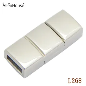 Great Jewelry Findings Supplies Bright Silver Overlap Style Flat Magnetic stainless steel Clasps Fit for 6x2.5mm leather Cord