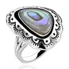PES Fine Jewelry! Triangular Abalone Paua Shell Antique Finish Solitaire Unisex Women Ring (PES6-1739)