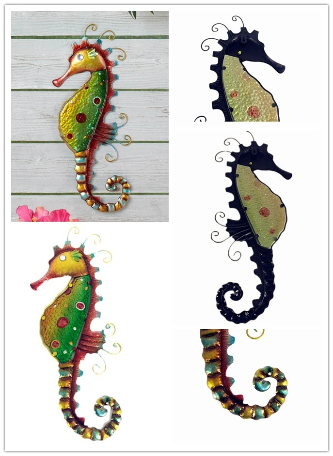Metal Garden Colorful Seahorse Hanging 3d Wall Art Sculpture Buy Wall