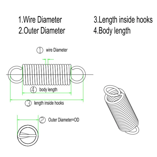 Inside hook. Wire lead length.