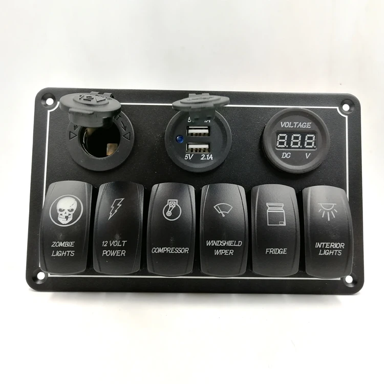 6 Way Metal Recessed Marine Switch Panel With Usb Buy Metal Switch