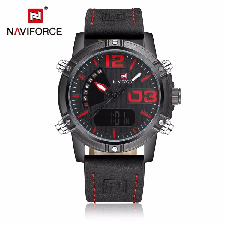 oferta 9095! Reloj De Pulsera Naviforce De Lujo A La Moda Moda 2020, reloj de negocios para hombre, correa de cuero