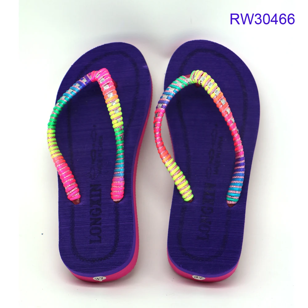 RW30466,Rainbow Strap PVC Thong Flip Flops,Thick sole EVA Flip Flops ...