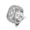 Luxury Full Gemstone Hollow AAA CZ Micro Paved Zircon Flower Band Women Statement Ring for Party