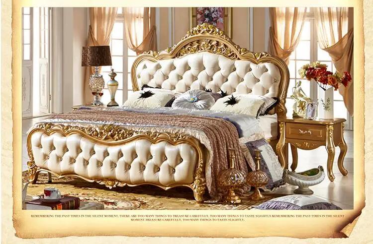modern european solid wood bed Fashion Carved 1.8 m bed french bedroom furniture p10100