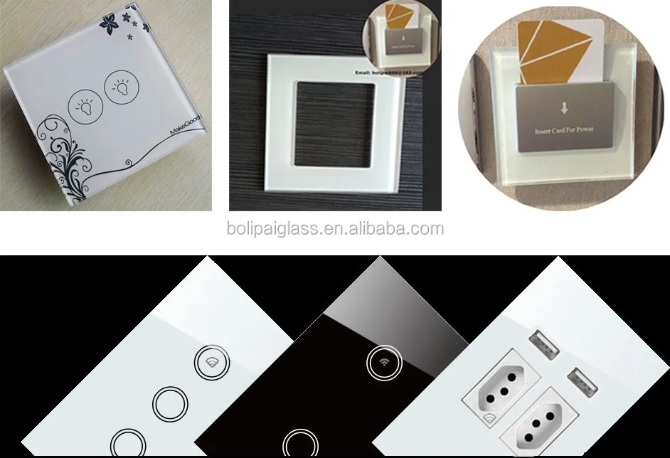 Snow White Glass Switch Plate Bronze Mirror Glass Switch Panel For