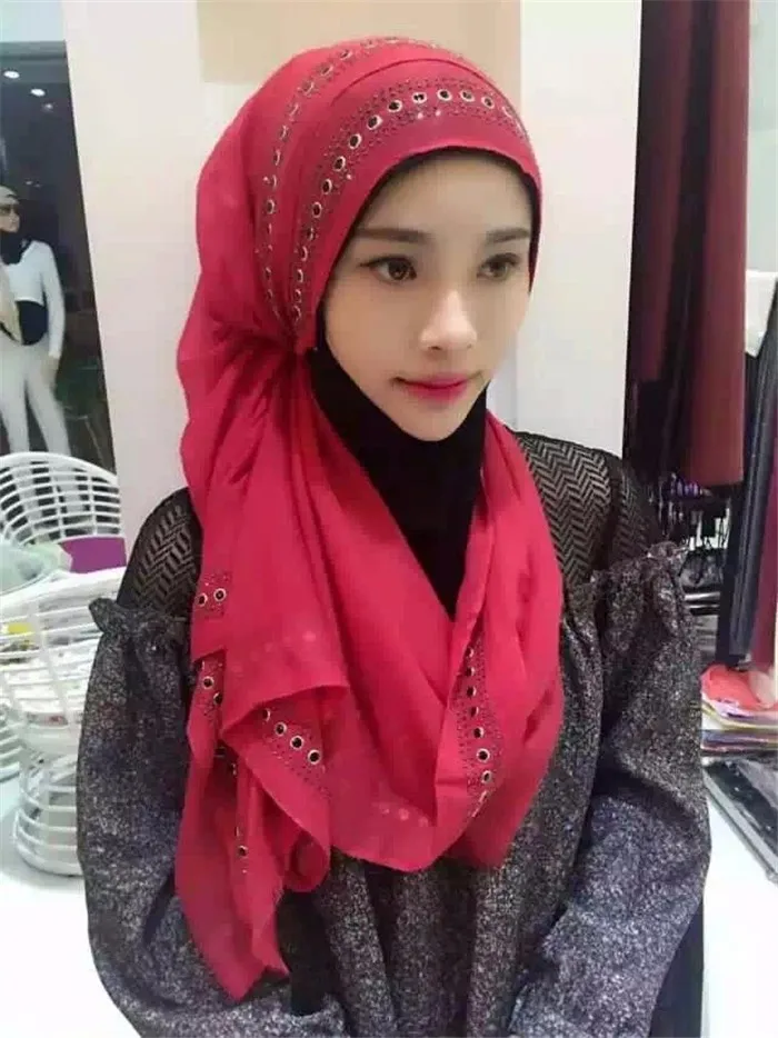 Hot Selling Women Plain Color Islamic Real Chiffon Fashion Hijab Scarf 