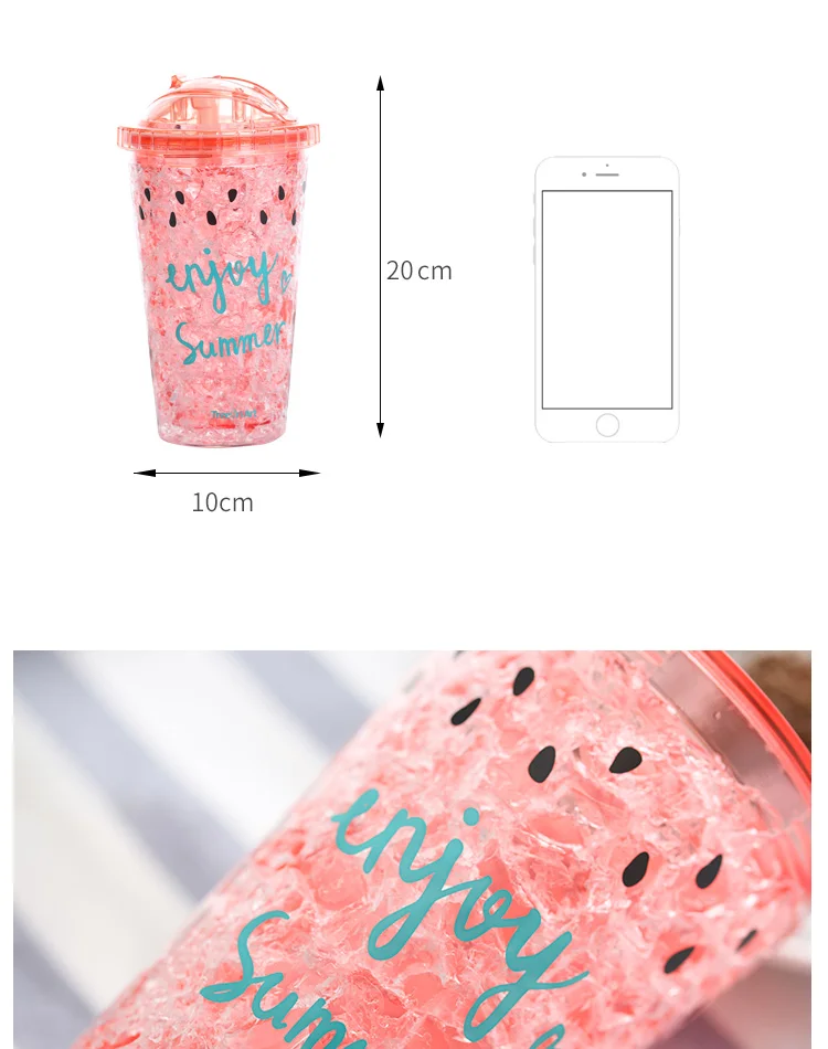 Double Wall Plastic Frosted Beer Mug Ice Cup, coffee or Juice Mug with Lid