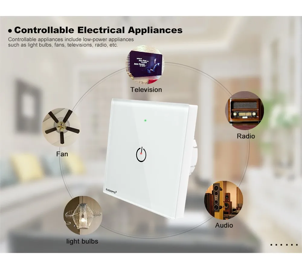 Gledopto UK AU Smart Wifi Wall Light Switch 1 Gang Touch/WiFi/APP Remote Zigbee Smart Home Wall Touch Alexa Voice Control - ANKUX.COM