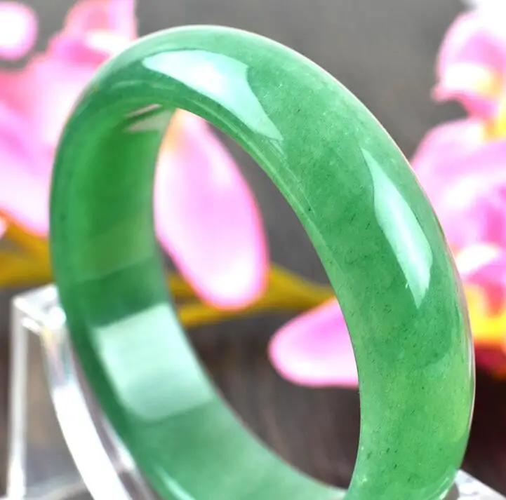 Wiipu Certified Natural Green Jadeite Jade Bangle Bracelet Handmade