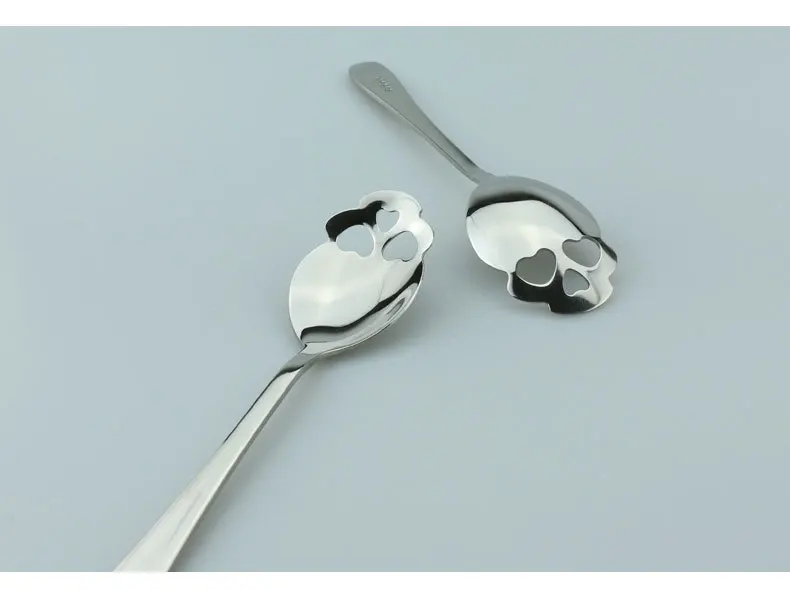 In Stock Stylish Stainless Steel Skull Shape Coffee Sugar Dessert Skull spoon